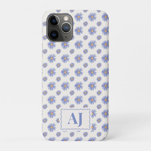 Paarse bloem iPhone / iPad hoes met initialen (Achterkant)