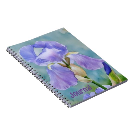 Paarse Bloem Iris Art Journal Personaliseren Notitieboek (Rechterzijde)