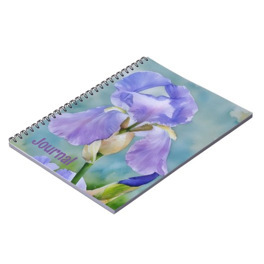 Paarse Bloem Iris Art Journal Personaliseren Notitieboek (Linkerzijde)