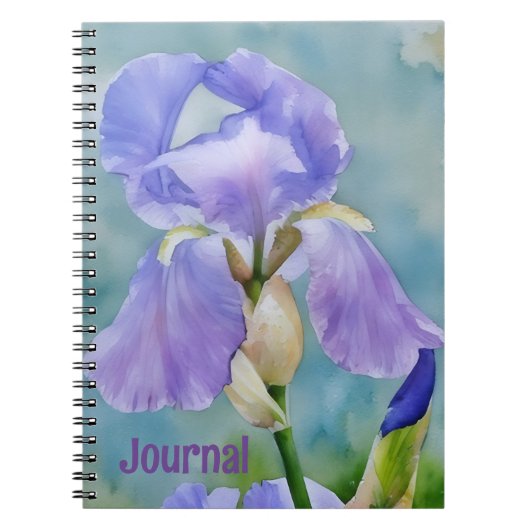 Paarse Bloem Iris Art Journal Personaliseren Notitieboek (Voorkant)