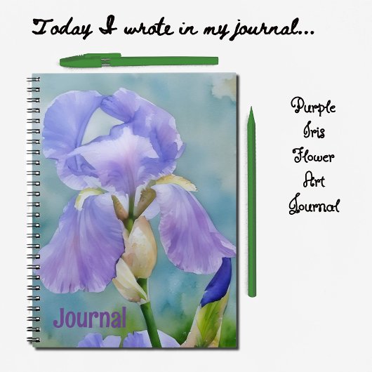 Paarse Bloem Iris Art Journal Personaliseren Notitieboek