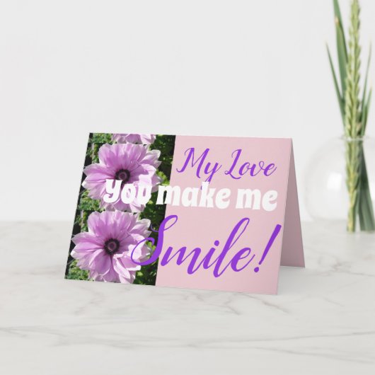Paarse Bloem Je Maakt Me Glimlach Verjaardagskaart Kaart (Voorkant)