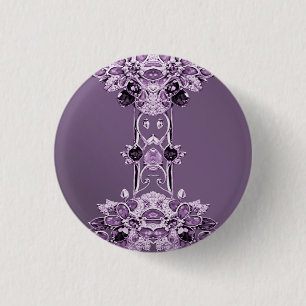 Paarse Bloem Knop Ronde Button 3,2 Cm