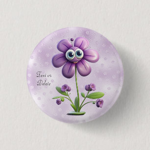 Paarse Bloem Knop Ronde Button 3,2 Cm