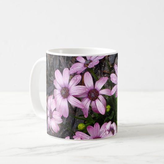 Paarse bloem koffiemok (Voorkant links)