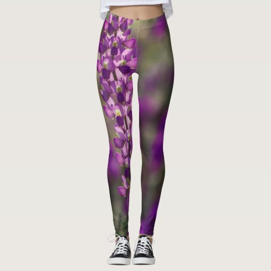 paarse bloem leggings (Voorkant)