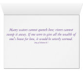 Paarse Bloem - Lied van Sol. 8:7 Wenskaart (Binenzijde Horizontaal (Onderkant))