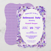 paarse bloem lijst bloemen Pensioen Party kaart (Voorkant / Achterkant)