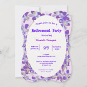 paarse bloem lijst bloemen Pensioen Party kaart (Voorkant)