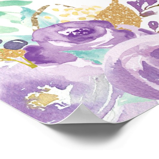 Paarse Bloem Llama Baby Shower Welcome Backdrop B Poster (Hoek)