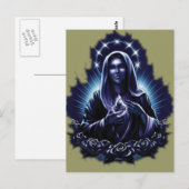 Paarse bloem Maagd Mary Briefkaart (Voorkant / Achterkant)