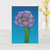 Paarse bloem met blauwe achtergrond blanco kaart (Gele Bloem)