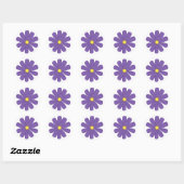 Paarse bloem met gele kern ronde sticker (Vel)