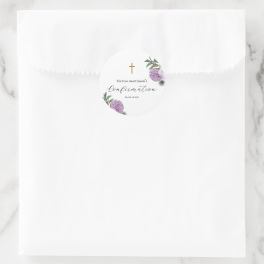  Paarse bloem met kruisbevestiging Ronde Sticker (Tas)