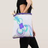 Paarse bloem met linten tote bag (Dichtbij)