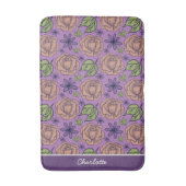 Paarse bloem met naam badmat (Voorkant Verticaal)