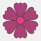 Paarse Bloem Minimale Bloei Ronde Sticker (Voorkant)
