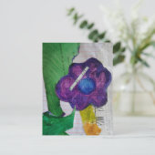 Paarse Bloem Mixed Media Collage Briefkaart (Staand voorkant)