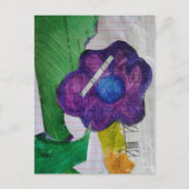 Paarse Bloem Mixed Media Collage Briefkaart (Voorkant)