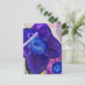 Paarse Bloem Mixed Media Collage Briefkaart (Staand voorkant)