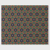 Paarse bloem Mustard Yellow Abstract Patroon Cadeaupapier (Vlak)