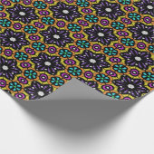 Paarse bloem Mustard Yellow Abstract Patroon Cadeaupapier (Hoek)