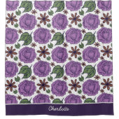 Paarse bloem naadloos patroon aangepast douchegordijn (Voorkant)