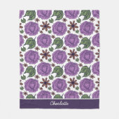 Paarse bloem naadloos patroon aangepast fleece deken (Voorkant)