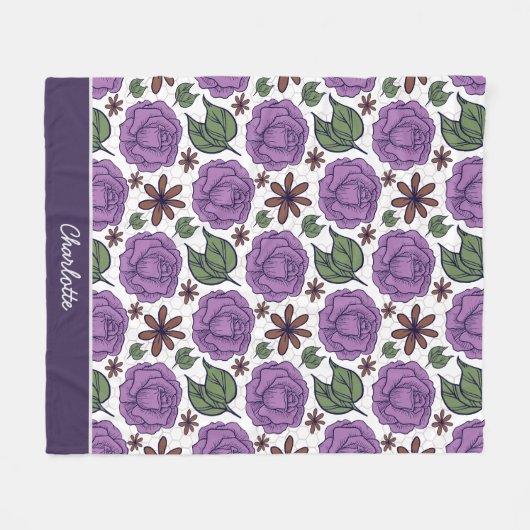 Paarse bloem naadloos patroon aangepast fleece deken (Voorkant (Horizontaal))