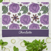 Paarse bloem naadloos patroon aangepast theedoek (Gevouwen)
