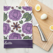 Paarse bloem naadloos patroon aangepast theedoek (Quarter Fold)