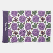 Paarse bloem naadloos patroon aangepast theedoek (Horizontaal)