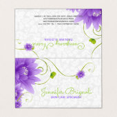 Paarse bloem op witte damast visitekaartje (Buitenkant ongevouwen)