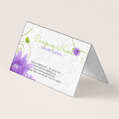 Paarse bloem op witte damast visitekaartje (Achterkant)