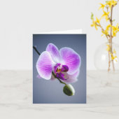 Paarse bloem, orchidee en knop op Stem Note Kaart (Gele Bloem)