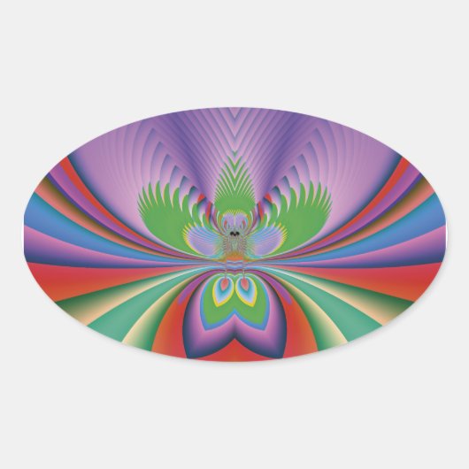 Paarse Bloem Ovale Sticker (Voorkant)
