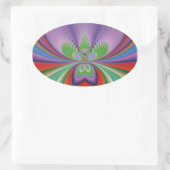 Paarse Bloem Ovale Sticker (Tas)