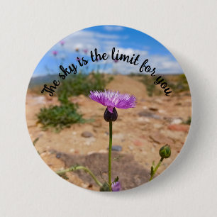 Paarse Bloem Positieve Botanische Ronde Button 7,6 Cm