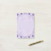 Paarse bloem post-it® notes (Op bureau)