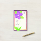 Paarse bloem post-it® notes (Op bureau)