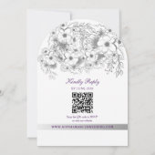 Paarse Bloem QR Code Trouwen Kaart (Achterkant)