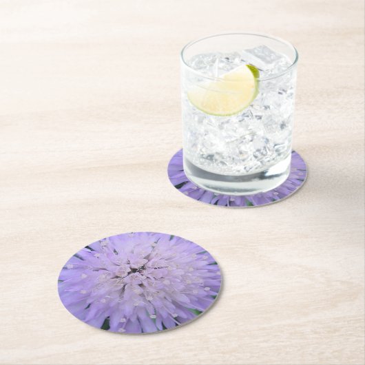 Paarse bloem ronde kartonnen onderzetter (Insitu)