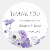 Paarse Bloem Ronde Sticker (Voorkant)