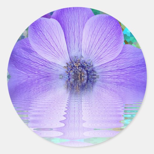 Paarse Bloem Ronde Sticker (Voorkant)