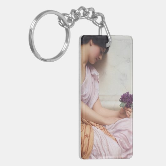 paarse bloem schilderij sleutelhanger (Voorkant Links)