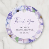 Paarse Bloem Script Bruidsdouche Bedankje Bedankjes Labels (Voorkant)