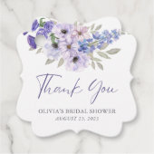 Paarse Bloem Script Bruidsdouche Bedankt Bedankjes Labels (Voorkant)