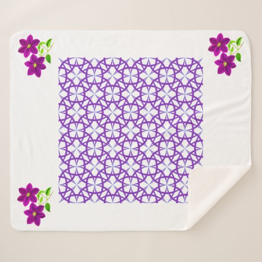 Paarse bloem/sherpa deken. sherpa deken (Voorkant (horizontaal))