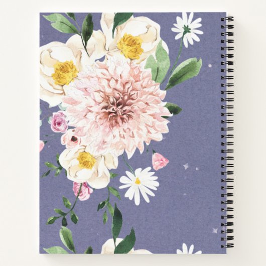 Paarse bloem spiraal notitieboek hardcover (Achterkant)