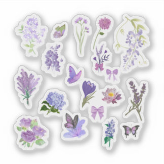 Paarse Bloem Stickerpakket Sticker